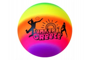 Neon röplabda 22 cm - szivárványos, fényes felület