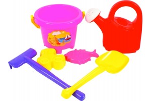 Bástyás homokozó 6 darabos készlet locsolókannával