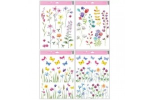Tavaszi rét ablakmatrica 30x42 cm - virágok és pillangók