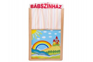 Bábszínház paraván 115×65 cm, fa keret és függöny