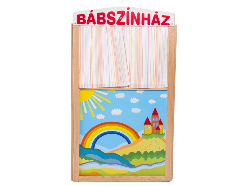 Bábszínház paraván 115×65 cm, fa keret és függöny