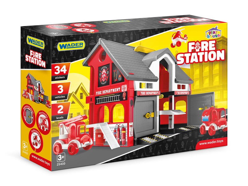 Tűzoltóság Wader - 10 részes műanyag edénykészlet tálcán