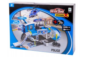 Rendőrségi parkolóház helikopterrel és 2 kisautó