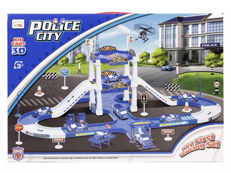 Rendőrségi parkolóház kisautóval – közepes méret