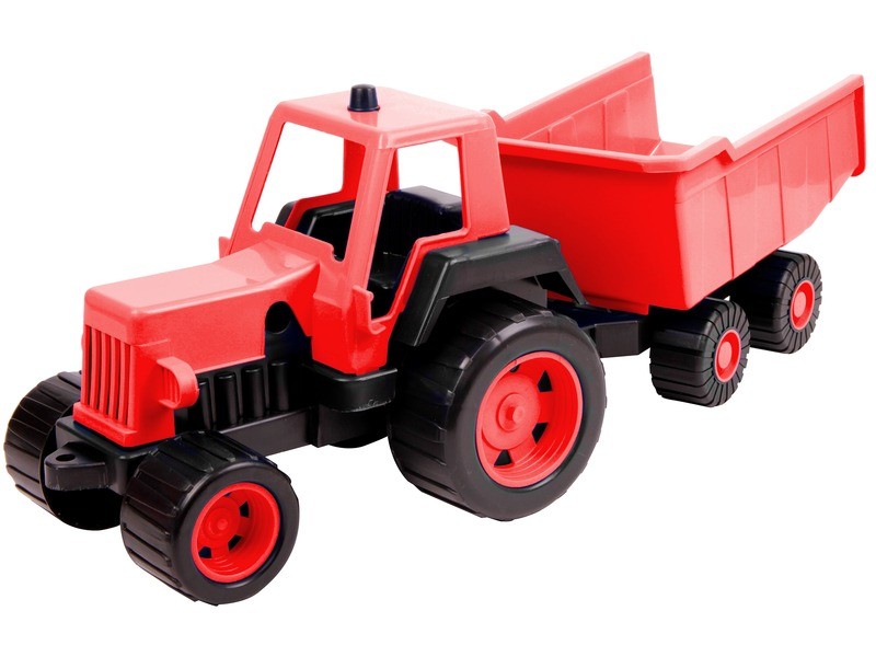 Műanyag traktor utánfutóval 68 cm - több szín