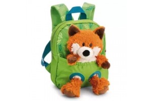 Nici zöld hátizsák kivehető rókával 25 cm