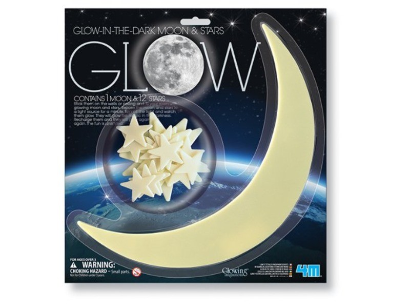 4M sötétben világító Hold és csillagok