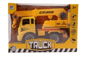 Szerelhető narancssárga darus teherautó 20 cm