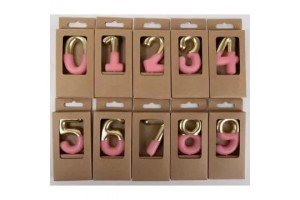Számos gyertya arany-pink 10 cm (7 db)