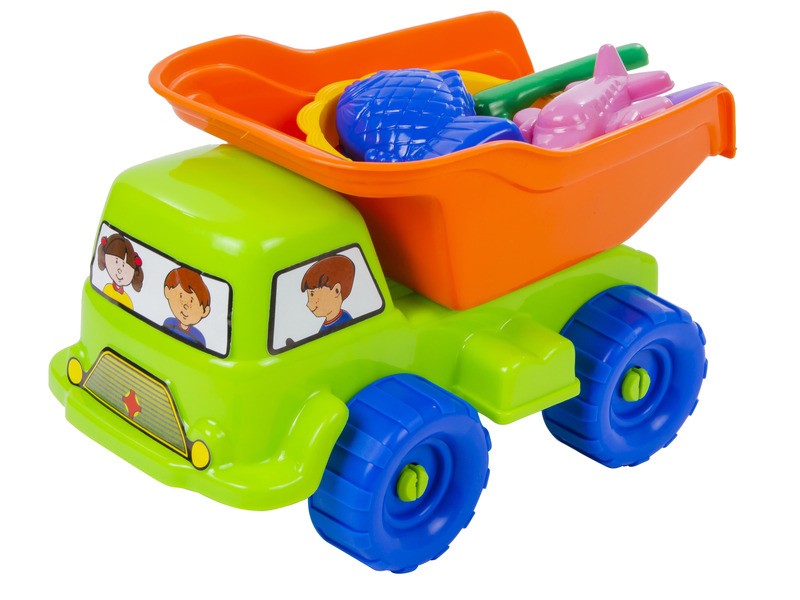 Dömper homokozó szett – teherautó, lapát, formák