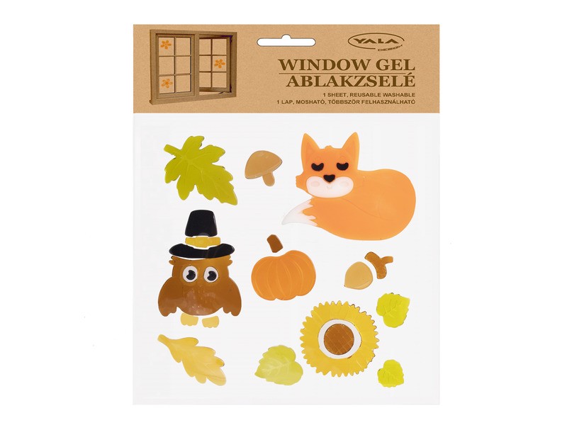 Ablakzselé: bagoly és róka - őszi üvegdekoráció