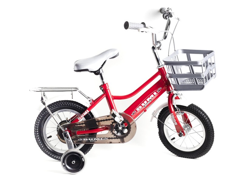 BMX 12 piros gyerekkerékpár pótkerékkel és kosárral