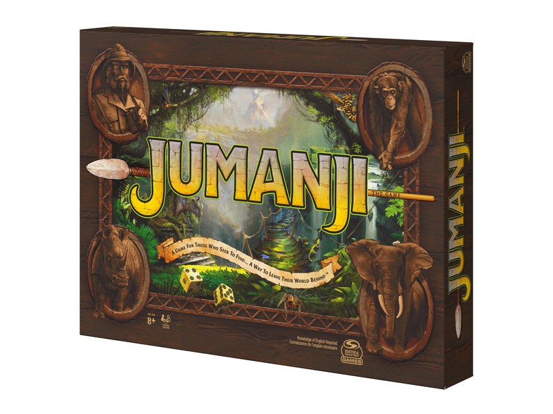 Jumanji társasjáték – doboz, bábu és játékelemek
