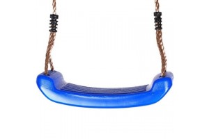 Kék műanyag hintaülőke kötéllel és fém karikákkal