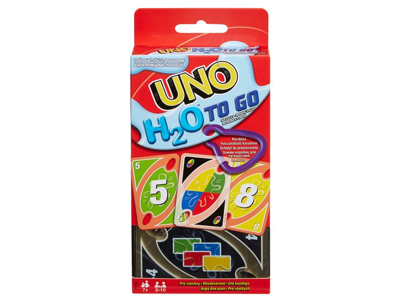 UNO H2O strandkártya karabinerrel, átlátszó lapok