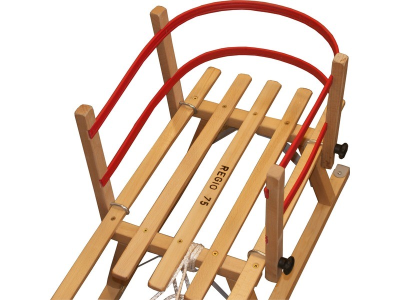 Szánkó karfa műanyag háttámlával — biztonságos karfa