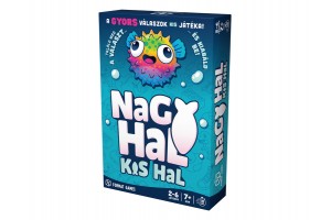 Nagy hal kis hal társasjáték doboza és játékelemei