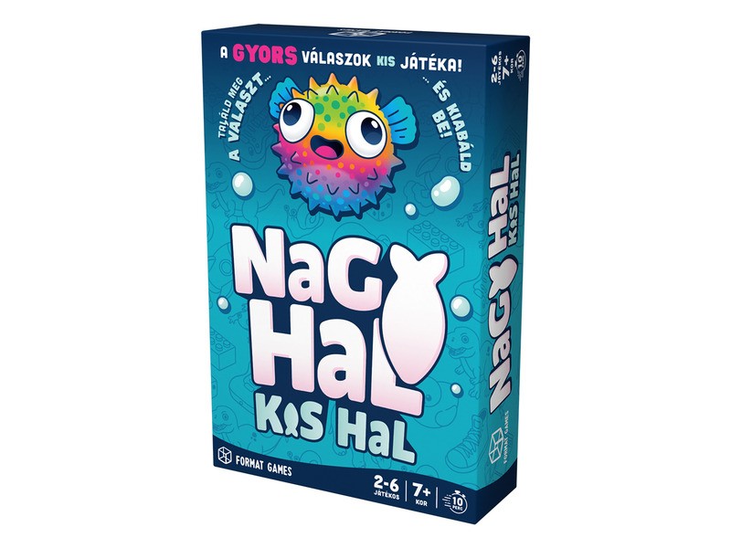 Nagy hal kis hal társasjáték doboza és játékelemei