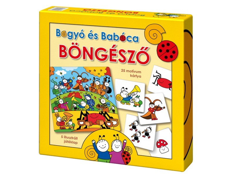Bogyó és Babóca Böngésző társasjáték - doboz és kártyák