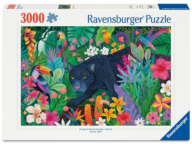 Puzzle 3000 db – Párduc a virágzó dzsungelben