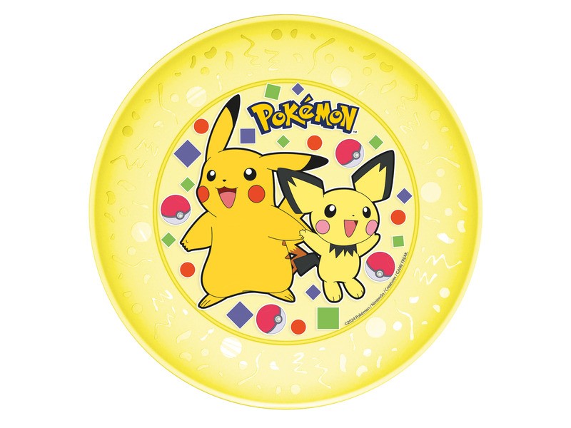 Műanyag Pokémon lapostányér, színes minta