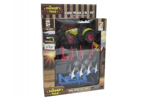 Játéktraktor utánfutóval - zenél és világít