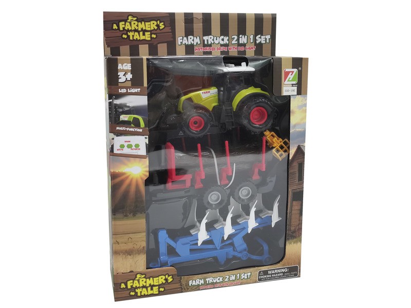 Játéktraktor utánfutóval - zenél és világít