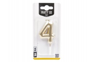 Arany 4-es számgyertya 6 cm - tortadísz
