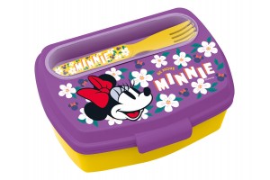 Minnie műanyag szendvicstartó, kanál és villa