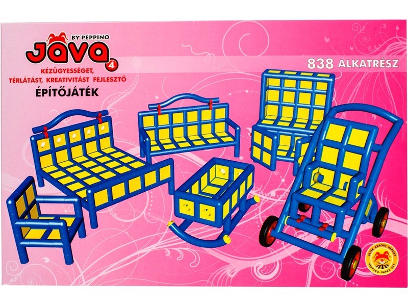 Jáva 4 építőjáték — 838 kék és sárga elem