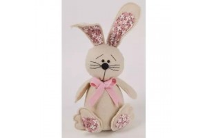 Rózsaszín virágos filc nyuszi - 28 cm