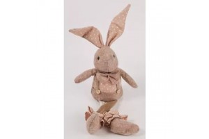 Barna pöttyös filc nyuszi figura 40 cm