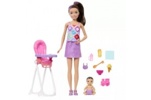 Barbie bébiszitter etetőszék játékszett