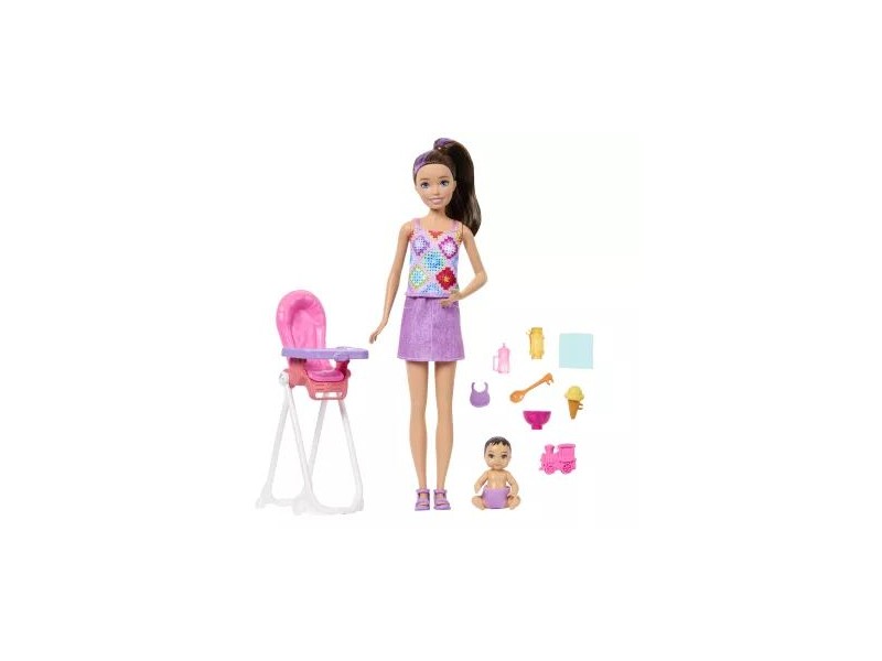 Barbie bébiszitter etetőszék játékszett