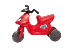 Piros háromkerekű robogó - háttámlás ülés, matricákkal
