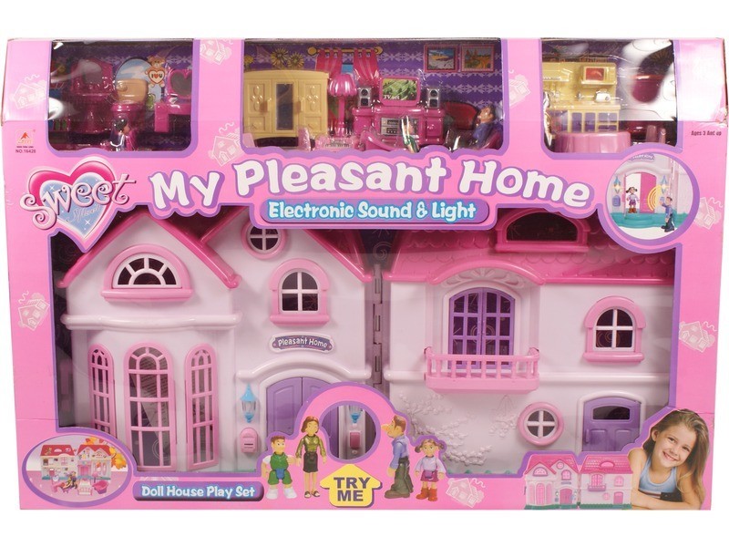 Sweet rózsaszín műanyag babaház bútorokkal
