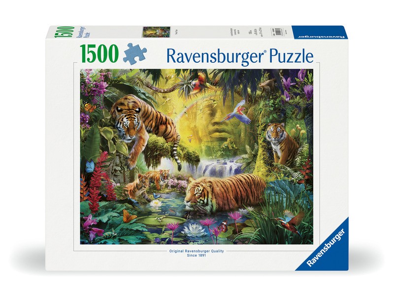 Puzzle 1500 db - Nyugodt tigrisek kép