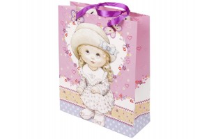 Lány mintás ajándéktáska 32x26 cm