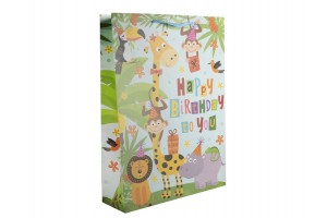 Papírtasak 'Boldog szülinapot' állatos 11x14 cm