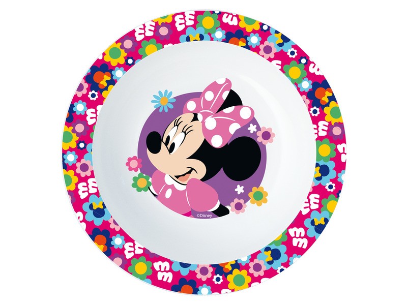 Műanyag Minnie mélytányér – gyerekeknek, vidám minta