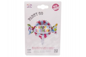 Fólia lufi 33 cm - Happy Birthday (cukorka)