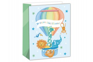 Papírtasak Boldog szülinapot léghajós 26x32 cm