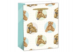 Papírtasak macikkal 26x32 cm – mintás ajándéktasak