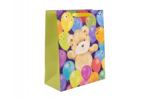 Papírtasak macival és lufikkal (26×32 cm)
