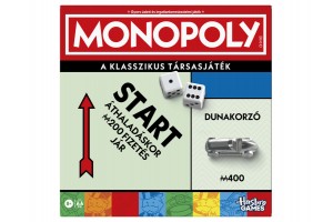 Klasszikus Monopoly társasjáték - doboz és bábuk