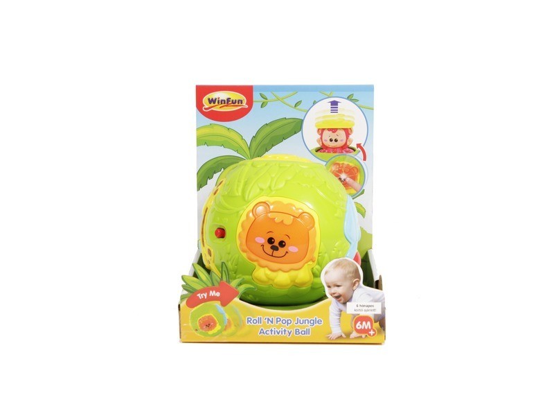 Világító dzsungel labda bébijáték - kismajmos zenélő labda