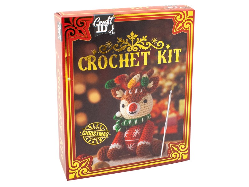 Karácsonyi rénszarvas horgoló szett 12x9x17 cm