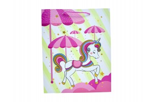 Papírtasak unikornis mintával 18x23x10 cm