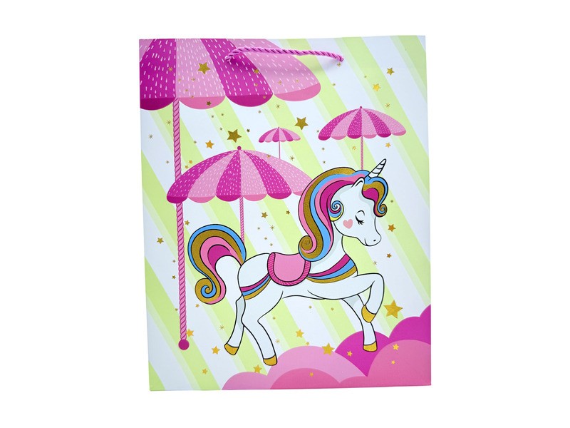 Papírtasak unikornis mintával 18x23x10 cm