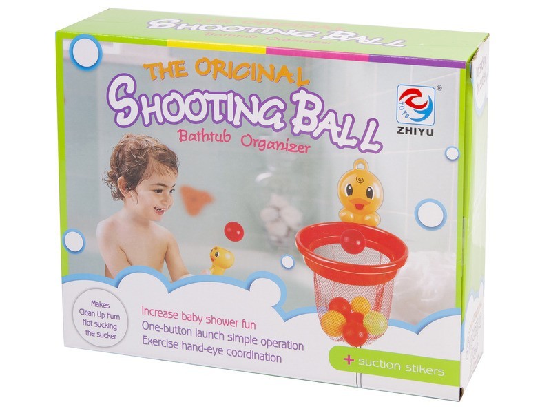 Kádjáték labdakilövővel – kosárba lövő fürdőszett